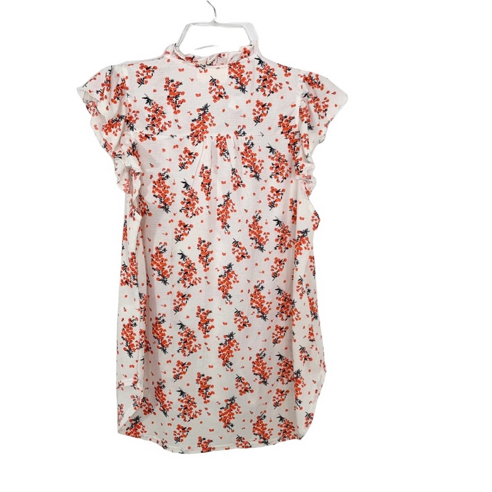 Nordstrom MELLODAY Ruffle Trim Neck Front Button Floral Print Top Size S - Picture 5 of 10